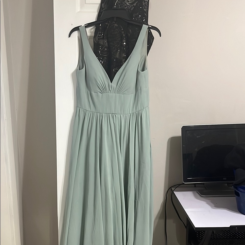 Elegant Sage Green Sleeveless Dress Perfect for Wedding Season